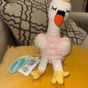 Pebble Crochet Swan Stuffed Animal - Pink and Yellow